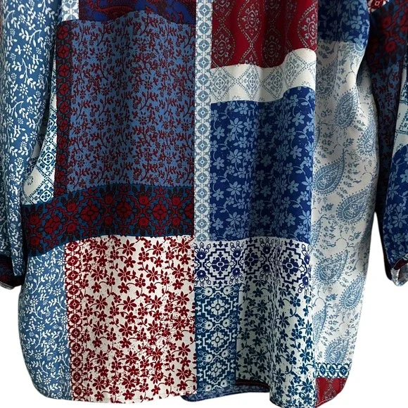 Zac & Rachel Patchwork Blouse‎ Paisley Floral Print Bohemian Top S/C - Picture 8 of 14